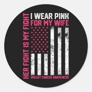 Sticker Rond Cancer Sa Lutte Est Ma Lutte Je Porte Du Veste Ros