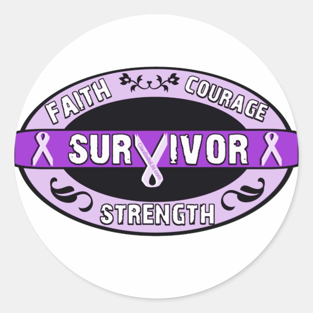 Sticker Rond Cancer Survivant Purple (Devant)