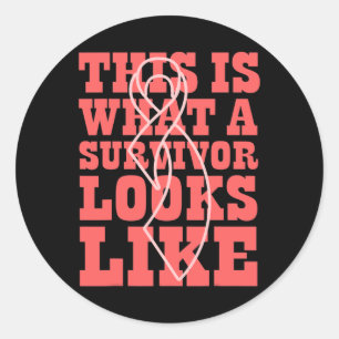 Sticker Rond CANCER SURVIVANT World Cancer Day Cadeau Pink Ribb