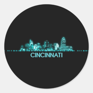 Sticker Rond Cancinnati Skyline