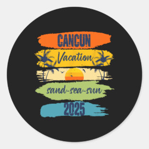 Sticker Rond Cancun Mexique 2025 Famille de jumelage vacances é