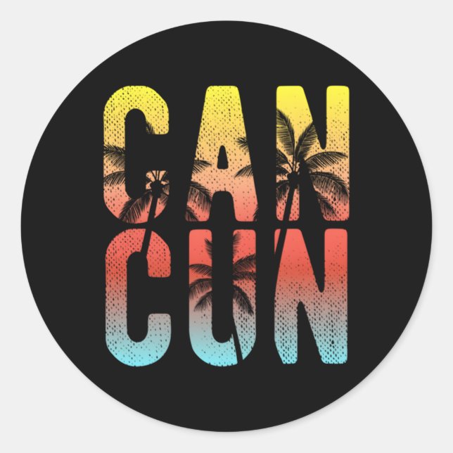 Sticker Rond Cancun Vacances (Devant)