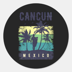 Sticker Rond Cancun Vacances Surf Mexique Cancun