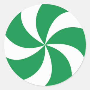 STICKER ROND CANDÉ VERT DE NOËL