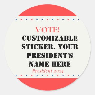 Sticker Rond Candidat à la présidence personnalisable.