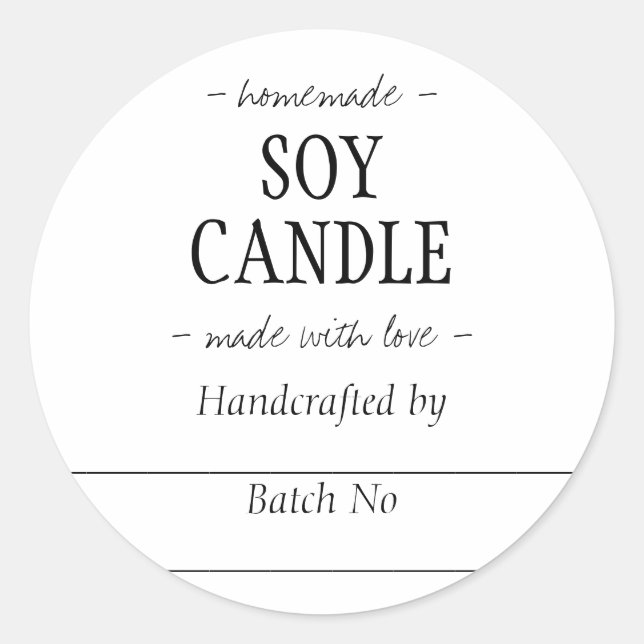Sticker Rond CANDLE SOY artisanal fait maison (Devant)