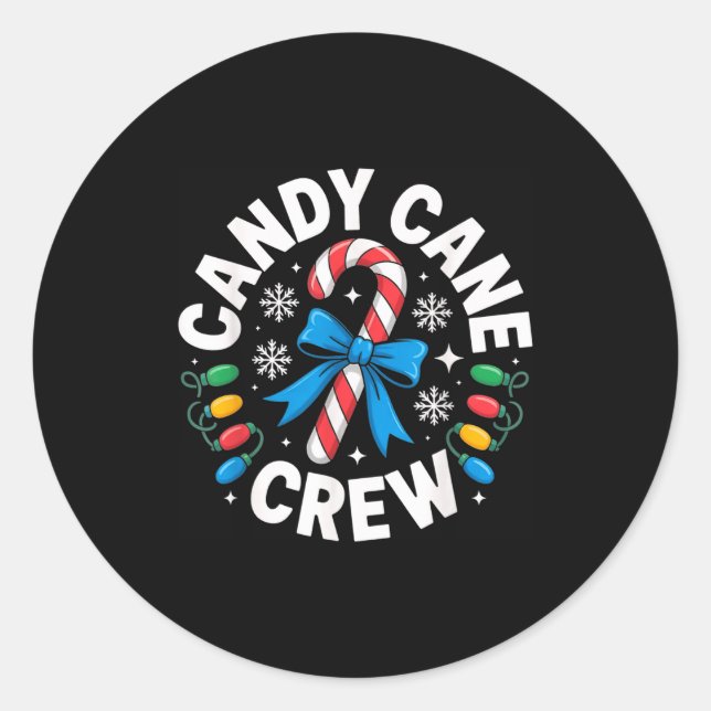 Sticker Rond Candy Cane Crew Funny Christmas Candy Lover X-mas  (Devant)
