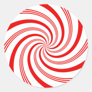 Sticker Rond Candy Cane Twirl