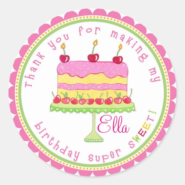 Sticker Rond Candy Land Gâteau fête d'anniversaire Favoriser St (Devant)
