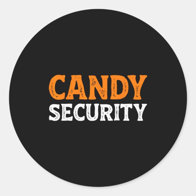 Sticker Rond Candy Security Funny Easy Lazy Halloween Dad Mom P (Devant)