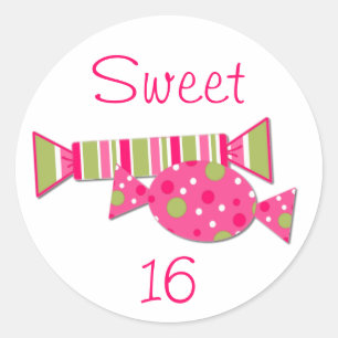 Sticker Rond Candy Sweet 16 Anniversaire de fête Enveloppe Scea