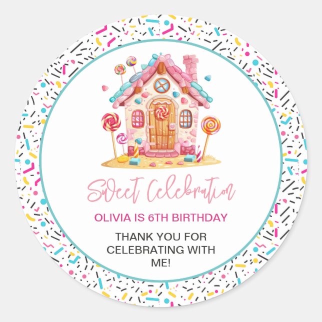 Sticker Rond Candyland Sweet Celebration Anniversaire de enfant (Devant)
