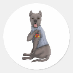 Sticker Rond Cane Corso I Love Maman Tattoo Dog Shirt Funny Mot