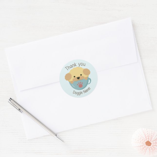 Sticker Rond Caniche (Enveloppe)