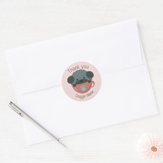 Sticker Rond Caniche (Enveloppe)