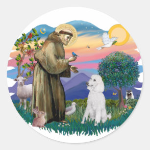 Sticker Rond Caniche (Blanc Standard)