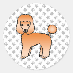 Sticker Rond Caniche jouet abricot Chien de dessin animé mignon