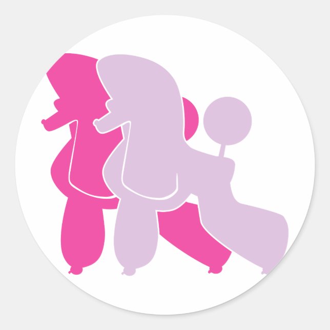 Sticker Rond Caniche rose (Devant)