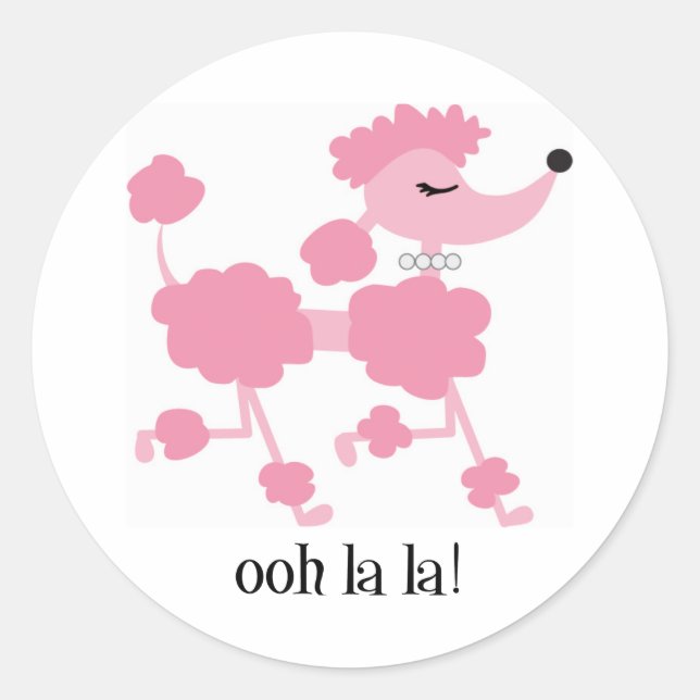 Sticker Rond caniche rose (Devant)