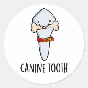 Sticker Rond Canine Tooth Funky Dental Pun