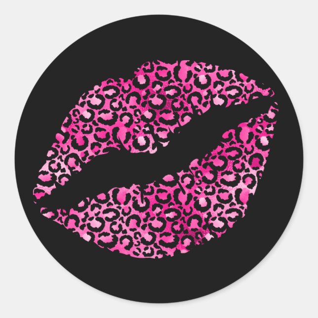 Sticker Rond Canne à lèvres rose et noir (Devant)