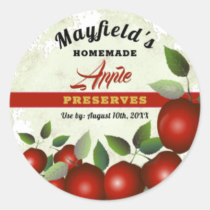 Sticker Rond Canne aux fruits de pomme Jam Jar