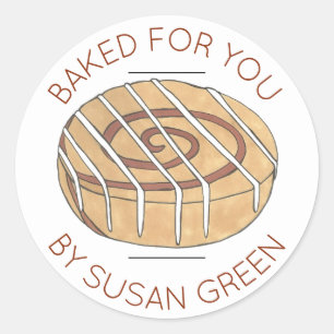 Sticker Rond Cannelle Maison Rouleaux Buns Fabriqués Par