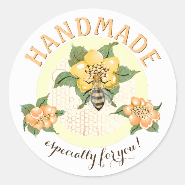Sticker Rond Canning Honey Bee Honeypeb (Devant)
