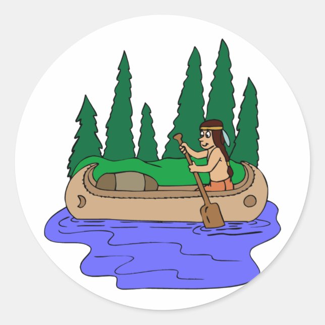 Sticker Rond Canoë indien à pédales (Devant)