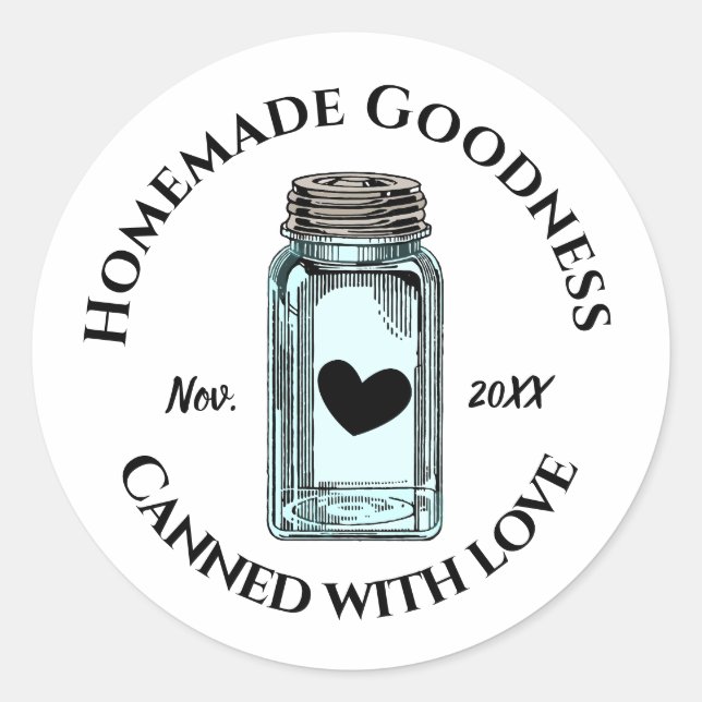 Sticker Rond Canon avec amour Fabriqué maison Bonté Mason Jar D (Devant)