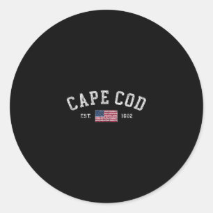Sticker Rond Cape Cod Machusetts Drapeau américain des États-Un