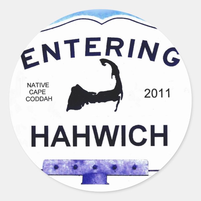 Sticker Rond Cape Cod town, Hahwich (Harwich aux "étrangers") (Devant)
