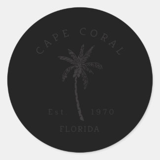 Sticker Rond Cape Coral Plages Floride Original Palm Tree