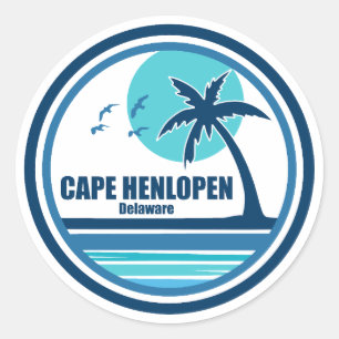 Sticker Rond Cape Henlopen Delaware Palm Tree Birds