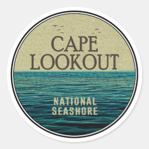 Sticker Rond Cape Lookout National Seashore Ocean Birds