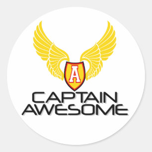 Sticker Rond Capitaine Awesome