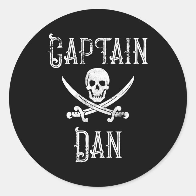 Sticker Rond Capitaine Dan Pirate Personnalisé Py (Devant)