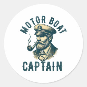 Sticker Rond Capitaine de bateau à moteur pour propriétaire de