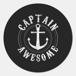 Sticker Rond Capitaine Incroyable - Navigation Voile Ancre Naut