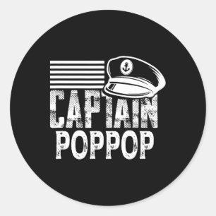 Sticker Rond Capitaine Poppop - Voile Capitaine Chapeau Proprié
