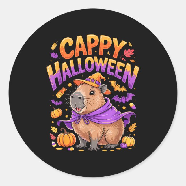 Sticker Rond Cappy Halloween Capybara Witch  (Devant)