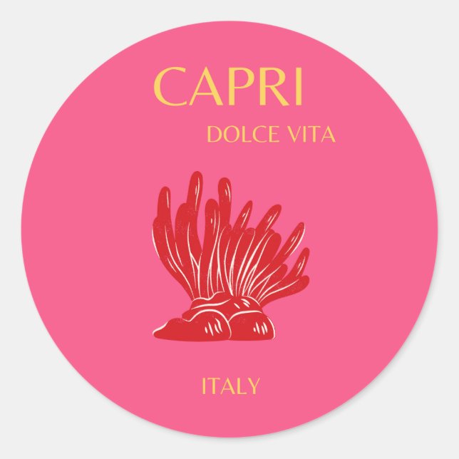 Sticker Rond Capri, Italie, rose (Devant)
