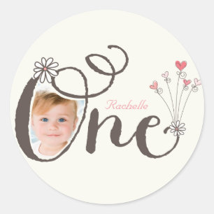 Sticker Rond Caprice pour la 1re fête d'anniversaire d'une fill