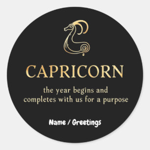 Sticker Rond Capricorn Année Commence & Se Termine Avec Nous Pe