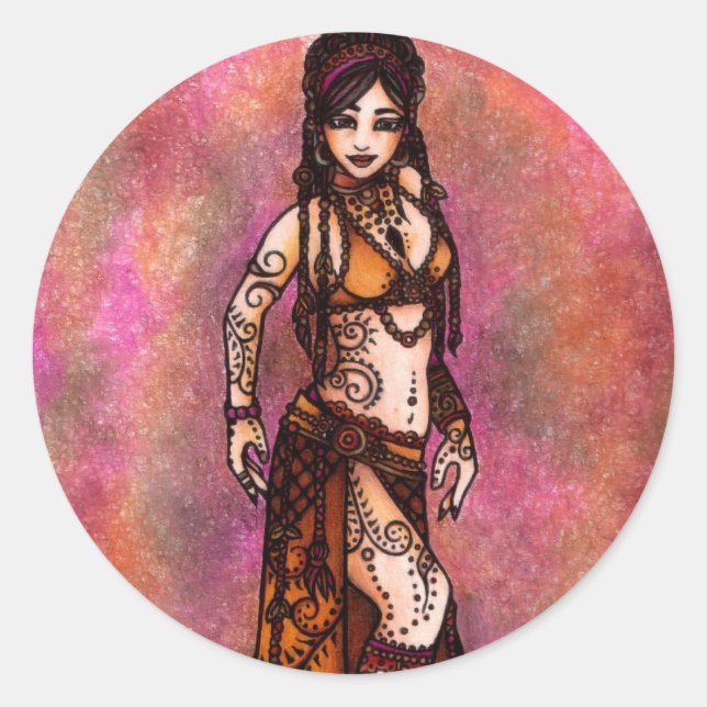 Sticker Rond Capricorne Danseur du ventre de la tribu (Devant)