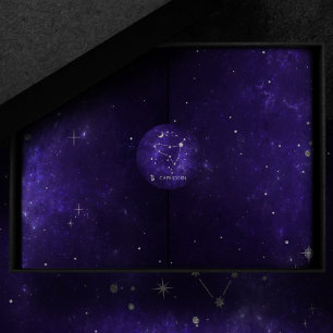 Sticker Rond Capricorne de violet zodiaque   Horoscope astrolog