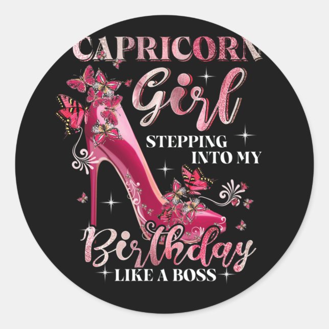 Sticker Rond Capricorne Fille Entrant Dans Mon Anniversaire Com (Devant)