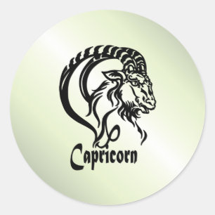 Sticker Rond Capricorne la Chèvre de Mer Zodiaque Vert