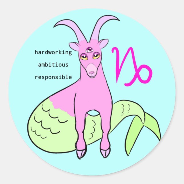 Sticker Rond Capricorne sur la mer (Devant)