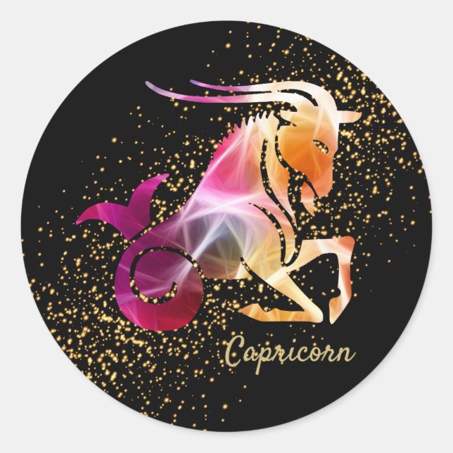 Sticker Rond Capricorne - Symbole zodiaque (Devant)